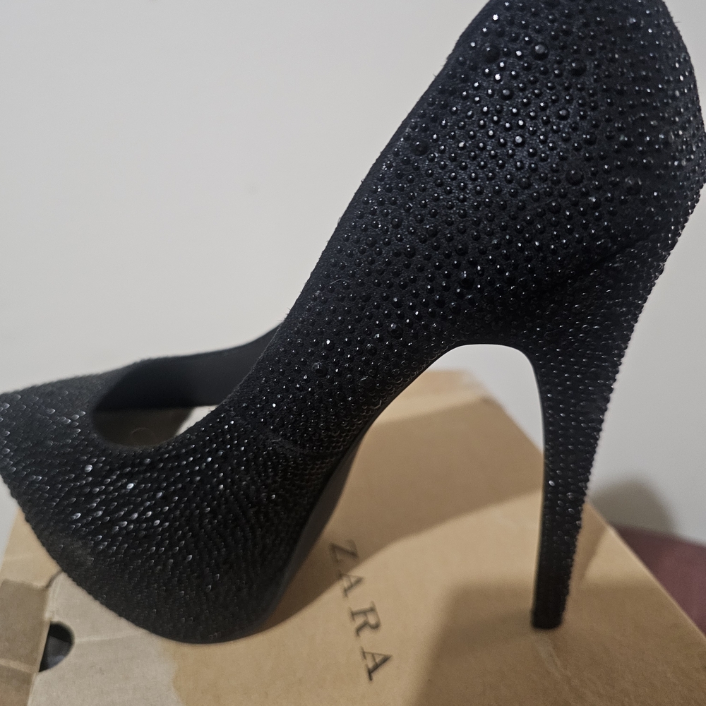 Zara Sparkling Black Heels